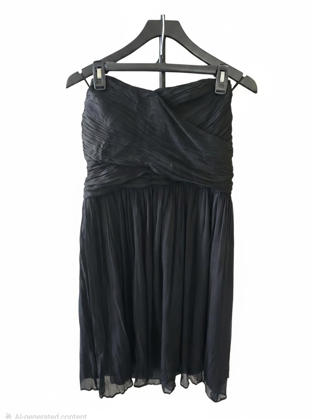 NWT J. Crew Black Strapless Pleated Chiffon Silk Dress